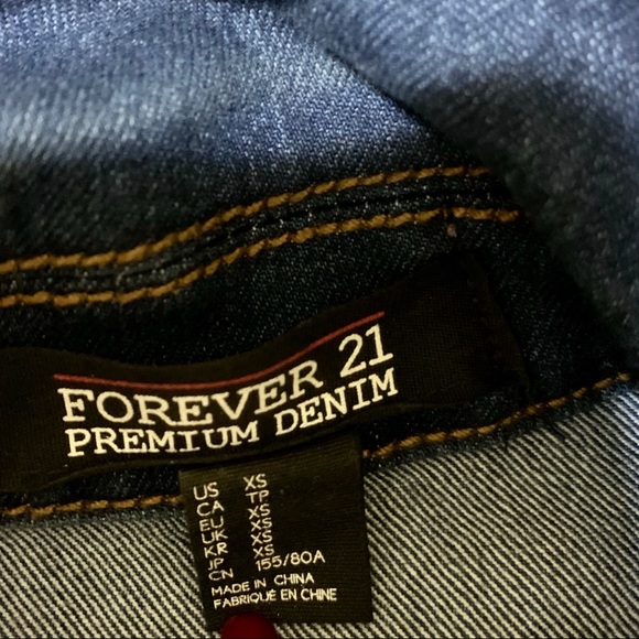 Forever 21 Denim Jacket Faux Leather Sleeves - Picture 7 of 8